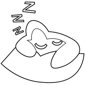 Sleeping star emoji cartoon black and white clipart