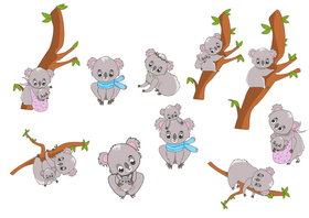 Cute koala climbing vector
