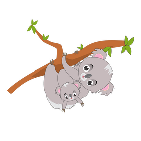 Koala with baby cartoon clipart