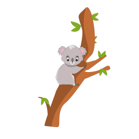 Koala climbing tree illustration clipart