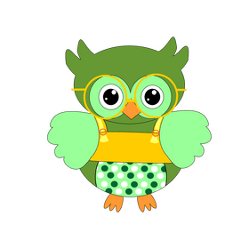 Green owl drawing clipart