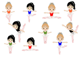 Cartoon ballerina girls dancing vector