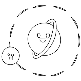 Uranus planet emotions black and white clipart