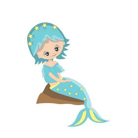 Cute mermaid sitting on a stone clipart