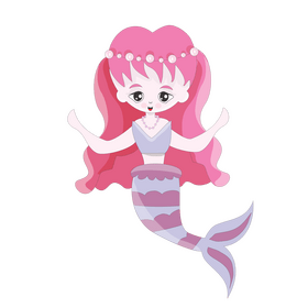 Pink haired mermaid cartoon clipart
