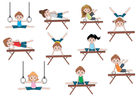 Athletes doing gymnastics vector