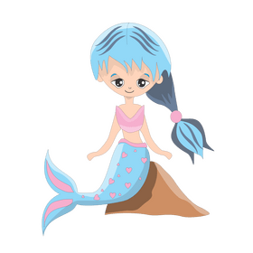 Cute blue haired mermaid clipart
