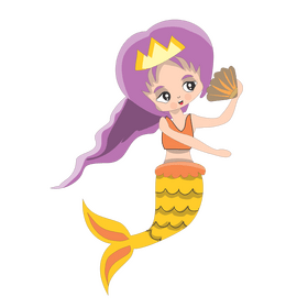 Mermaid with shell drawing clipart
