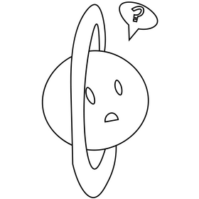 Confused uranus planet cartoon black and white clipart