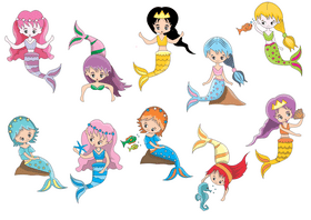 Cartoon mermaids vector