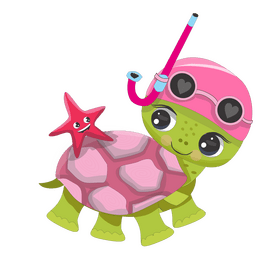 Turtle and starfish illustration clipart
