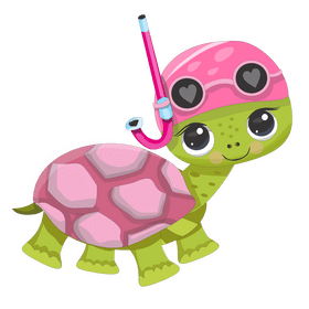 Cartoon turtle going to the sea clipart