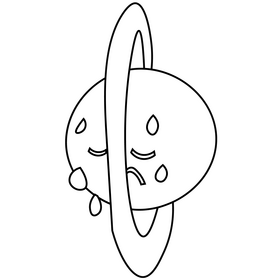 Sad uranus planet illustration black and white clipart
