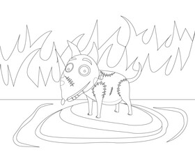 Sparky dog drawing black and white vector