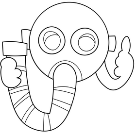 Venus planet gas mask illustration black and white clipart