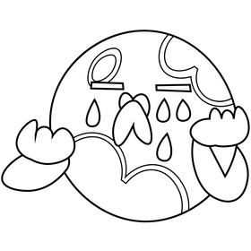 Sad venus planet crying cartoon black and white clipart