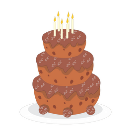 Three tier chocolate birthday cake clipart