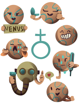 Cartoon venus planets emoji vector