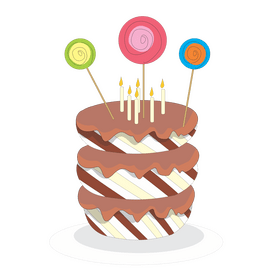 Free lollipop birthday cake clipart