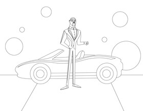 Super spy black and white vector