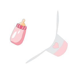 Baby girl bottle and bib clipart