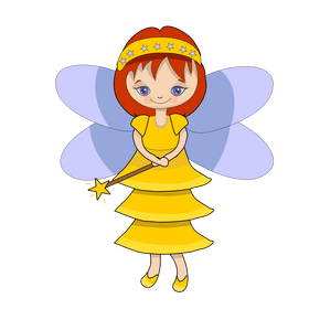 Fairy in yellow dress drawing clipart