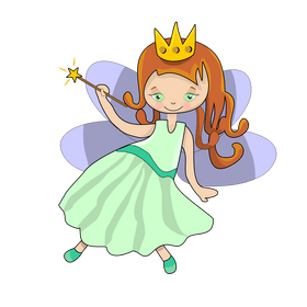 Fairy in green dress illustration clipart