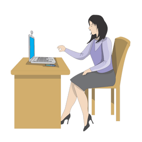 Woman working on computer clipart