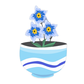 Forget me nots flower in a container clipart