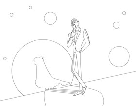 Super spy drawing black and white vector