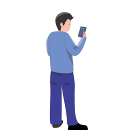 Cartoon man using mobile phone clipart