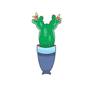 Cactus in blue vase clipart