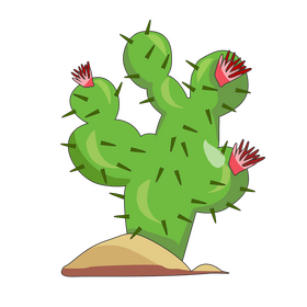 Cactus with pink flowers clipart