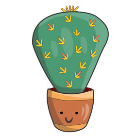 Cartoon cactus in brown vase clipart