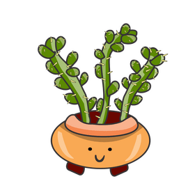 Cartoon cactus in a vase clipart