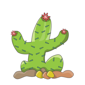 Free cactus with pink flowers clipart