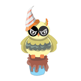 Halloween owl on a cupcake clipart