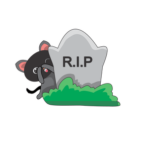 Halloween black cat with sepulture clipart