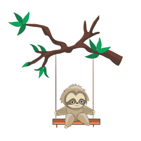 Free sloth on a swing clipart