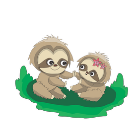 Cute sloths playing clipart