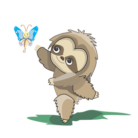 Sloth with butterfly clipart