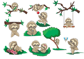 Cute sloths vector