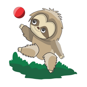 Sloth playing with ball illustration clipart