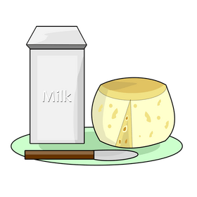 Breakfast with milk and cheese clipart