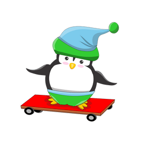 Cute penguin skating clipart