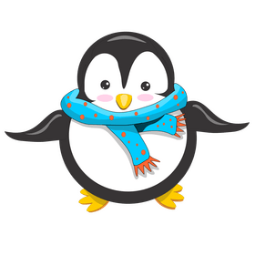 Penguin with blue carf clipart