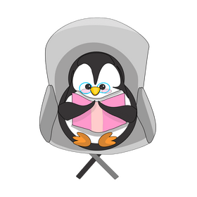 Penguin reading cartoon clipart