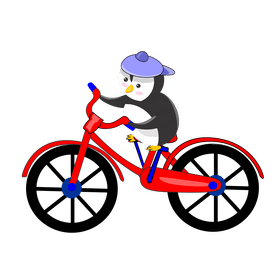 Penguin riding a bike illustration clipart