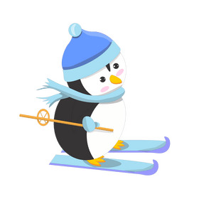 Cartoon penguin ice skating clipart