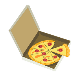 Cartoon pizza in a box clipart